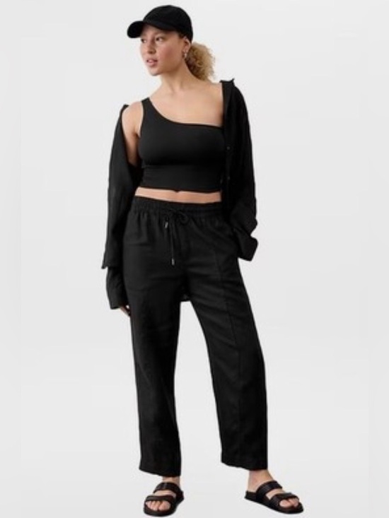 Athleta Pants - ATHLETA Retreat High Rise Linen Ankle Pant size Small Black #658556